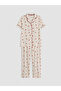 Özmarka New Season Beige Shirt Collar Printed Maternity Pajama Set - 5