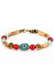 Turquoise Red Brown Beaded Gold Heart Detailed Stylish Women's Bracelet - 2