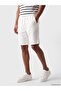 Özmarka New Season White Regular Fit Linen Look Men's Shorts