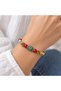 Turquoise Red Brown Beaded Gold Heart Detailed Stylish Women's Bracelet