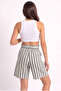 Women's Khaki Drawstring Belted Tie-Up Cotton Shorts with Elastic Waist Regular Fit - 3