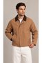 Men's Shirt Collar Jacket with Zipper Detail, Inner Lining and Inner Pockets