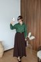 Brown Polyviscon College Skirt - 3