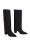 Women's Black Suede New Style Cylinder Toe Slip-On Pointed Toe Thick Heeled Comfortable and Stylish Boots - 3