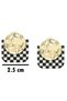 Xuping Black White Gold Hammered Disc Checkered Square Stud Earrings - Modern Non-Tarnish Anti-Allergy Fade-Resistant Stylish Gift Women's Earrings - 4