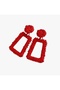 Red Textured Geometric Trapezoidal Dangle Earrings Bijouterie New Season Antiallergic Women's Earrings Gift - 3