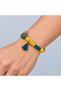 Yellow Green Beaded Tassel Bracelet – Stylish Accessory with Bronze Detailed Tree Figure