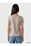 Two Mt Shop Quality Lcw Everyday Beige Diver Fabric Plain Standard & Regular Short Sleeve Women's T-Shirt - 4