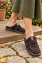 Women's Genuine Leather Faux Fur Brown Winter Slippers - Non-Slip and Lightweight Sole