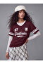 Two Mt Shop Quality Xside Burgundy Combed Cotton Printed Oversize Short Sleeve Women's T-Shirt