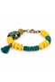 Yellow Green Beaded Tassel Bracelet – Stylish Accessory with Bronze Detailed Tree Figure - 2