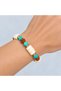 Turquoise White Beaded Bracelet – Stylish Accessory with Gold Detail and Brown Beads