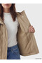 Two Mt Shop Quality Lcw Modest Khaki Hooded Oversize Women's Raincoat - 4