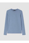 Two Mt Shop Quality Lcw Everyday Blue Interlock Plain Narrow & Slim Long Sleeve Women's Bodysuit - 5