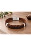 Kervantis Chestnutstrand Brown Leather Men's Bracelet - Plain Band with Braided Strips - 3