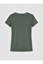 Two Mt Shop Quality Lcw Everyday Green Plain Standard & Regular Short Sleeve Women's T-Shirt - 6