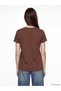 Two Mt Shop Quality Lcw Everyday Brown Diving Fabric Plain Standard & Regular Short Sleeve Women's T-Shirt - 5