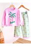 New Season Scarpes Patterned Girls' Sweatshirt and Denim Trousers Set