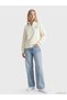 Gencc Quality Xside Beige Hello Kitty Embroidered Oversize Women's Thick Sweatshirt - 6