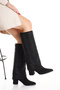 Women's Black Stone Detailed Detachable Suede Heeled Boots / Boots - 2