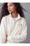 Gencc Quality Xside Beige Hello Kitty Embroidered Oversize Women's Thick Sweatshirt - 3