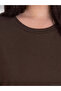 Two Mt Shop Quality Lcw Curve Brown Plain Standard & Regular Oval Neck Long Dress - 2