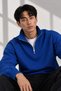 Unisex Half-Zipper Stand Collar 100% Cotton Soft Textured Sweatshirt Plain Pullover - 4