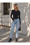Women's Black Crew Neck Basic Long Sleeve Bodysuit Full Lycra Full Fit - 2