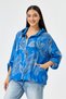 Saks Blue Italian Shawl Pattern Hooded Zippered Oversize Jacket Blouse 38 - 46 Size - 3