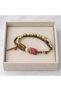 Green Colored Beaded Brown Double Row Rectangular Detailed Bohemian Women's Bracelet - 3