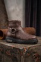 Hot Lined Zippered Orthopedic Non-Slip Sole Daily Leather Boots with Accessory Details