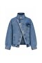 Women's Denim Jacket with High Collar and Asymmetrical Button Detail 52108009 - 2