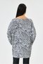 White Italian Zebra Leopard Pattern Long Sleeve Lycra Oversize Long Blouse 38 - 48 Size - 5