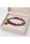 Green and Purple Beaded Bracelet – Stylish Daily Accessory with Bronze Detailing and Patterned Design - 3