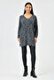Gray Italian Leopard Pattern Long Sleeve Lycra Oversize Long Blouse 38 - 48 Size - 2