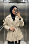Women's Belted Leather Double-Breasted Short Trench Coat Jacket - 2
