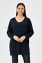 Navy Blue Italian Zebra Leopard Pattern Long Sleeve Lycra Oversize Long Blouse 38 - 48 Size