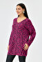 Fuchsia Italian Leopard Pattern Long Sleeve Lycra Oversize Long Blouse Size 38 - 48 - 2
