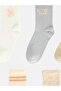 Two Mt Shop Quality Lcw Dream Ecru Patterned 5-Piece Pack Women's Socks - 2