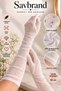Stone Detailed Tulle Bridal Gloves Long Model Stylish Elegant Design - 2