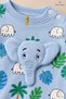 Baby Boy Set with Elephant Appliqué and Forest Pattern, 2-Piece Top and Bottom Set, Seasonal - 2