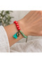 Red Green Beaded Tassel Detailed Figured Women's Bracelet Stylish Accessory