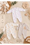 Organic 100% Cotton Newborn Baby Long Sleeve Set of 3 Rompers - 2