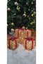 Led Lighted Gift Box under the Christmas Tree Set of 3 Jute Wicker Decorative Christmas Ornaments - 2