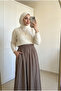 Women's Modal Textured High Waist Elastic Pocketed Loose Cut Long Skirt Without Lining - 3