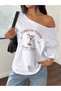 Women's White Espresso Martini Printed Boat Neck T-Shirt