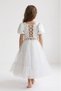Sparkly Fabric Floor-Length Crop Balloon Short Sleeve Girls' Dress - 2