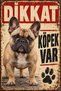 French Bulldog Caution Dog Present Metal Sign Retro Decorative Warning Sign 15X20 cm