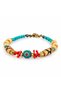 Turquoise Red Beaded Gold Detailed Colorful Women's Bracelet Stylish Daily Accessory - 2