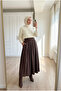 Women's Modal Textured High Waist Elastic Pocketed Loose Cut Long Skirt Without Lining